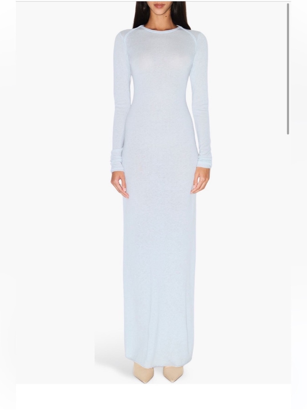 SKIMS Sheer Cashmere Long Sleeve Maxi Dress in Pearl